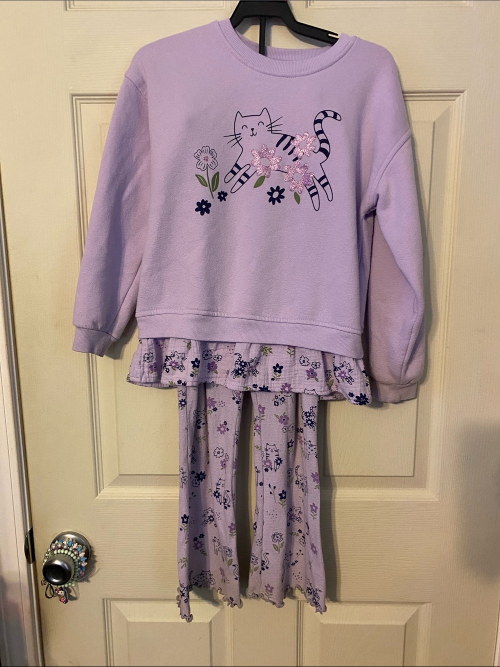 wonder nation Lilac Cat & Floral Girls outfit
